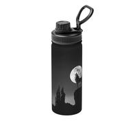 Wolf Night Moon Bouilloire de sport isotherme en acier inoxydable 532 ml