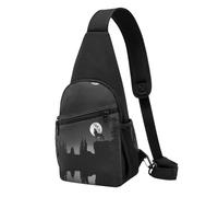 Wolf Night Moon Sac à bandoulière décontracté en polyester durable avec plusieurs poches et porte-clés, sangle réglable pour homme et femme