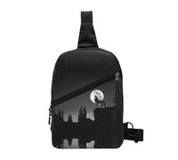 Wolf Night Moon Sac à bandoulière pliable avec plusieurs poches, tissu polyester résistant à l'eau, sac à dos de voyage compact