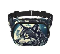 Wolf Night Moon Sac banane tendance unisexe pour l'entraînement, la course, les voyages et la randonnée, Noir , Taille unique