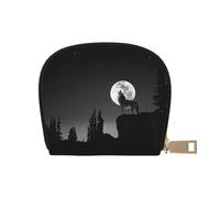 Wolf Night Moon Sac de rangement en cuir PU pour femme avec fermeture éclair, blanc, Taille unique