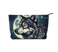 Wolf Night Moon Trousse de maquillage de voyage en velours côtelé Noir Taille unique, Noir, One Size