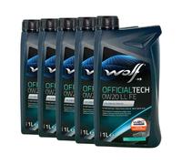 WOLF Officialtech 0W-20 Ll Fe Porsche C20, VW 508 00, VW 509 00, 5x1 Litre