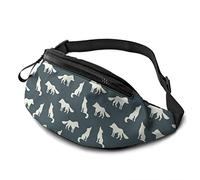 Wolf on Navy Grey Casual Fanny Waist Pack pour Hommes Femmes Réglable Ceinture Taille Sac pour Voyager Randonnée Cyclisme Courir Festival Rave