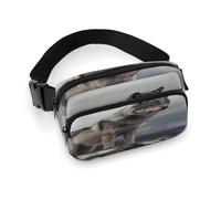 Wolf on The Mountain Sac banane léger avec sangle réglable pour course à pied voyage