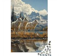 Wolf Pack by The Lake Puzzle De 1000 Pièces pour Adultes, 52x38cm/1000pcs, Carton Blanc Facile À Manipuler; Pause Calme Pendant Le W nd