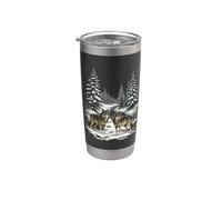 Wolf Pack Forest Arbres Wildlife Nature Outdoor Graphic Gobelet isotherme en acier inoxydable double paroi