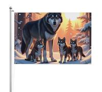 Wolf Pack In Snow Drapeau double face en polyester résistant aux intempéries avec couleurs vives pour jardin, cour, terrasse ou maison 1,2 x 1,8 m