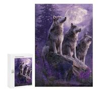 Wolf Pack Moonlit Forest - Jeu D’Assemblage en Bois, 300 PCS, Activité De Fête du Nouvel an, pour Se Détendre À La Maison sans Écran