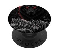 Wolf Pack Noir Alpha Rouge Lune Sombre Nuit Glow Yeux PopSockets PopGrip Adhésif