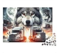 Wolf Pack Puzzle 1000 Pièces Camion Scène Puzzle pour Adultes Papier Détente Jeu en Famille Décoration Maison 38x26cm/1000pcs