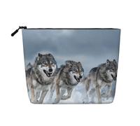 Wolf Pack Run Trousse de maquillage en faux lin légère | Imitation lin léger. Résistant à l'eau. Fermeture éclair lisse.