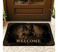 Wolf Paillasson de bienvenue marron foncé pour décoration d'intérieur et d'extérieur - Tapis de style rustique antidérapant, facile à nettoyer, absorbant la poussière, 73,6 x 43,2 cm