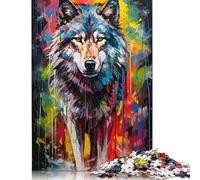 Wolf Painting Poster Puzzle 1000 Pièces Educa Jouet en Bois Divertissement Créatif De l'art De La Décoration Jeu Éducatif Challenge Toy Adultes & Enfants des 14 Ans 1000pcs (75x50cm)