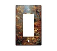Wolf Plaque de protection pour interrupteur Motif forêt d'automne dans des tons terreux Décorations murales inspirées de la nature Plaques murales thermoplastiques Taille standard