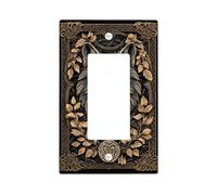 Wolf Plaque de protection pour interrupteur - Motif nature noire et dorée - Pour décoration d'intérieur - Plaques murales en thermoplastique - Taille standard - Bascule simple