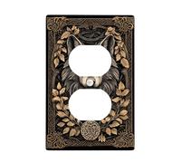 Wolf Plaque de protection pour interrupteur, motif nature noire et dorée pour décoration d'intérieur, plaques murales thermoplastiques, prise duplex simple de taille standard