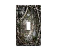 Wolf Plaque de protection pour interrupteur mural simple en plastique rustique naturel avec branches de bouleau gris automne Taille standard pour salon, chambre à coucher, maison et bureau (simple)
