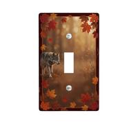 Wolf Plaque de protection pour interrupteur simple, feuilles rustiques inspirées de la nature, automne, automne, marron, taille standard, décoration pour maison, salon, nouvel appartement