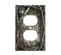 Wolf Plaque murale duplex - Branches de bouleau rustiques naturelles en plastique gris automne - Plaques murales de taille standard pour prises électriques pour maison, salon, chambre à coucher, salle