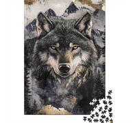 Wolf Portrait Mountain Puzzle 1000 Pièces Educa Jouet en Bois Divertissement Créatif Décoration Intérieure Jeu Éducatif Challenge Toy Adultes Et Enfants À Partir De 14 Ans 38x26cm/1000pcs