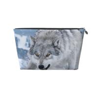 Wolf Pounce Trousse de maquillage de voyage en cuir étanche