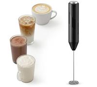 Wolf Power Mousseur à lait portatif en acier inoxydable avec fouet électrique à piles, pour latte, cappuccino, matcha, chocolat chaud et milkshakes (noir minuit)