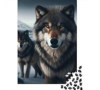 Wolf Puzzle À 1000 Morceaux Papier Épais Wolf Pack Snow Puzzle Familial Parents-Enfants Heures Divertissement Garanties Compatible Plateau Loisirs 52x38cm/1000pcs
