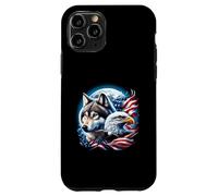 Wolf Pygargue à tête blanche drapeau américain pleine lune nouvel an amoureux du loup Coque pour iPhone 11 Pro