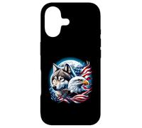 Wolf Pygargue à tête Blanche Drapeau américain Pleine Lune Nouvel an Amoureux du Loup Coque pour iPhone 17