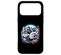 Wolf Pygargue à tête Blanche Drapeau américain Pleine Lune Nouvel an Amoureux du Loup Coque pour iPhone 17 Pro Max
