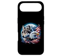 Wolf Pygargue à tête Blanche Drapeau américain Pleine Lune Nouvel an Amoureux du Loup Coque pour iPhone Air