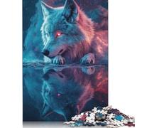 Wolf Reflection Puzzle 1000 Pièces Cadeau Unique Jeu Éducatif Challenge Toy À De Qualité Supérieure Peinture Art pour Adultes Et Enfants À Partir De 12 Ans 1000pcs (75x50cm)