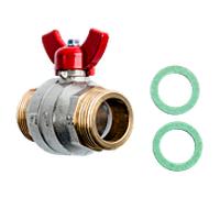 Wolf robinet à tournant sphérique G1" AG/AG rouge 2074725 pour eau douce et bornes de recharge