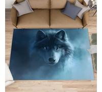 Wolf Rugs Grand tapis lavable et antidérapant doux pour salon et chambre à coucher Motif loup 160 x 230 cm