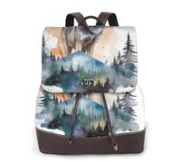 Wolf Sac à dos de voyage tendance à double exposition pour femme, sac à dos décontracté, sac à dos en cuir imprimé pour femme pour le travail
