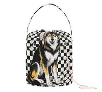 Wolf Sac de rangement à carreaux avec trous pour porte-aiguilles et séparateur de fil Blanc Noir