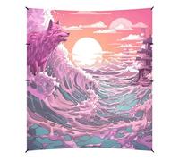 Wolf Sea Wave Illustration Rose Tente de Plage Abri Solaire pour Camping,Installation Facile,Portable avec Sacs de Sable pour Pêche Pique-Nique Plein Air