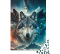 Wolf Set De 1000 Pièces Papier Recyclé Étoiles du Loup Solitaire Puzzle Adulte Facile À Ranger Casse-tête Engageant Activité Lien Familial Heures Divertissement 52x38cm/1000pcs