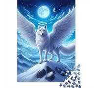 Wolf Set De 1000 Pièces Papier Recyclé Loup Blanc à Ailes Puzzle Adulte Facile À Ranger Casse-tête Engageant Activité Lien Familial Heures Divertissement 52x38cm/1000pcs