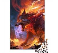 Wolf Set De 1000 Pièces Papier Recyclé Loup Feu Puzzle Adulte Amateurs Puzzle Adultes Activité Lien Familial Casse-tête Engageant Loisirs Maison 52x38cm/1000pcs