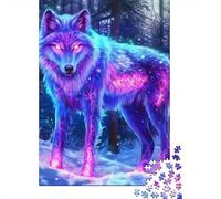 Wolf Set De 1000 Pièces Papier Recyclé Loup Pourpre Neon Puzzle Adulte Facile À Ranger Casse-tête Engageant Heures Divertissement Activité Lien Familial 38x26cm/1000pcs