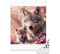 Wolf Set De 1000 Pièces Papier Recyclé Louve Cubes Cerise Puzzle Adulte Facile Ranger Loisirs Maison Casse-tête Engageant Heures Divertissement 70x50cm/1000pcs