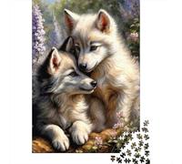 Wolf Set De 1000 Pièces Papier Recyclé Louve Cubes Se Blottissent Puzzle Adulte Facile À Ranger Casse-tête Engageant Heures Divertissement Activité Lien Familial 52x38cm/1000pcs
