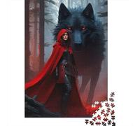 Wolf Set De 1000 Pièces Papier Recyclé Red Hood Wolf Puzzle Adulte Facile À Ranger Casse-tête Engageant Heures Divertissement Activité Lien Familial 52x38cm/1000pcs