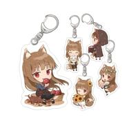 Wolf & Spice MERCHANT MEETS THE WISE WOLF Porte-clés Anime Figurine Holo Acrylique Pendentif Porte-clés Sac Pendentif Décoratif Anime Cosplay Party Accessories 5Pcs