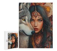 Wolf Spirit Warrior Woman -1 Puzzle 1000 Pièces Educa Jouet en Bois Cadeau Unique Décoration Intérieure Jeu Éducatif Challenge Toy Adultes Et Enfants À Partir De 14 Ans 500 PCS
