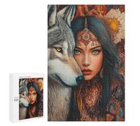 Wolf Spirit Warrior Woman -1 Puzzle 1000 Pièces Educa Jouet en Bois Cadeau Unique Décoration Intérieure Jeu Éducatif Challenge Toy Adultes Et Enfants À Partir De 14 Ans 1000 PCS