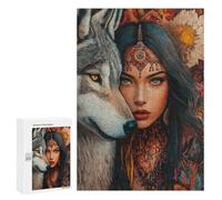Wolf Spirit Warrior Woman -1 Puzzle 1000 Pièces Educa Jouet en Bois Cadeau Unique Décoration Intérieure Jeu Éducatif Challenge Toy Adultes Et Enfants À Partir De 14 Ans 300 PCS