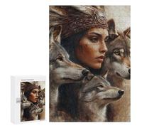 Wolf Spirit Warrior Woman -2 Puzzle 1000 Pièces Educa Jouet en Bois Cadeau Unique Décoration Intérieure Jeu Éducatif Challenge Toy Adultes Et Enfants À Partir De 14 Ans 300 PCS